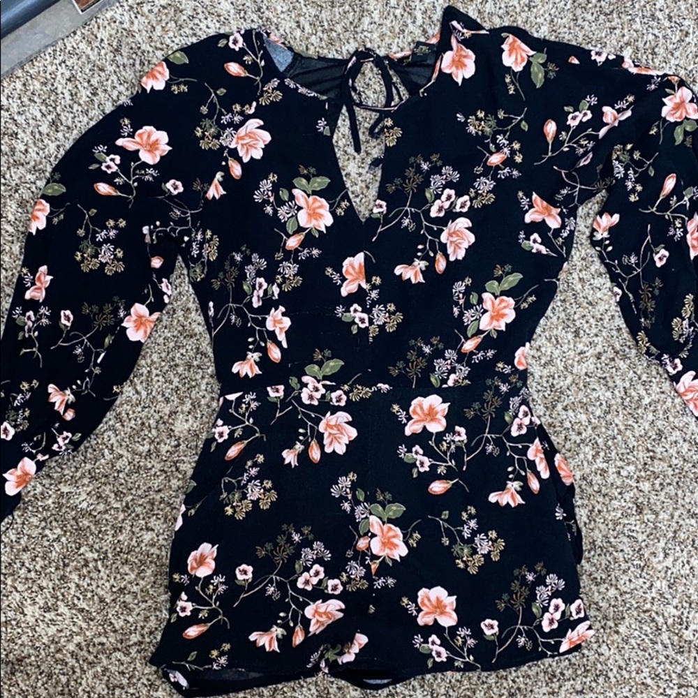 black and pink Floral romper